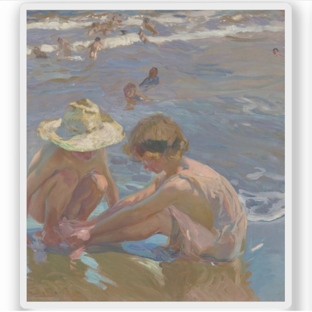 Pegatina Joaquín Sorolla y Bastida - El pie herido (Anverso)