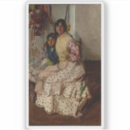 Pegatina Joaquín Sorolla y Bastida-Pepilla y su hija