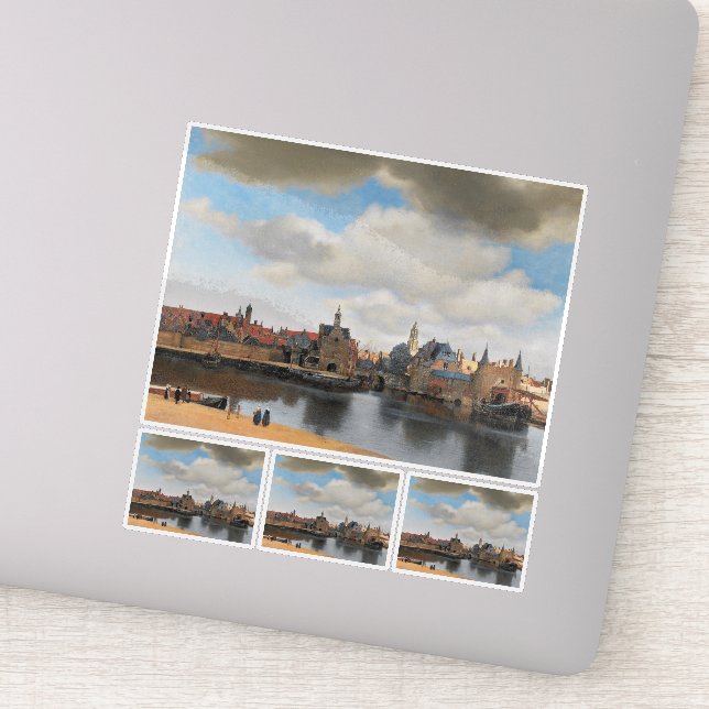 Pegatina Johannes Vermeer, van Deft, View of Delft (Detalle)