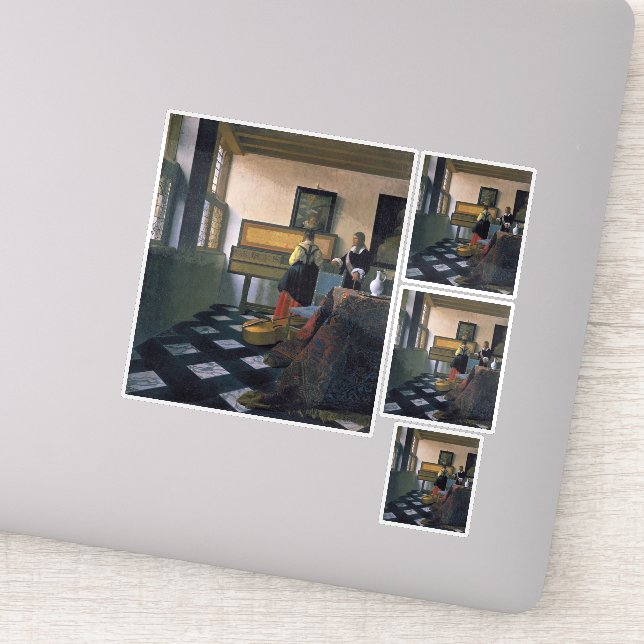 Pegatina Johannes Vermeer, van Delft, The Music Lesson (Detalle)