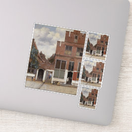 Pegatina Johannes Vermeer, Vista De Las Casas De Delft