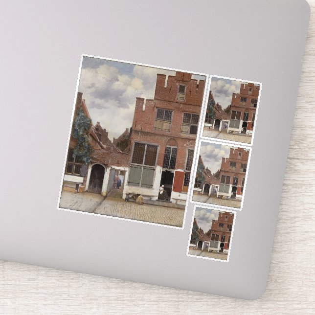 Pegatina Johannes Vermeer, Vista De Las Casas De Delft (Detalle)