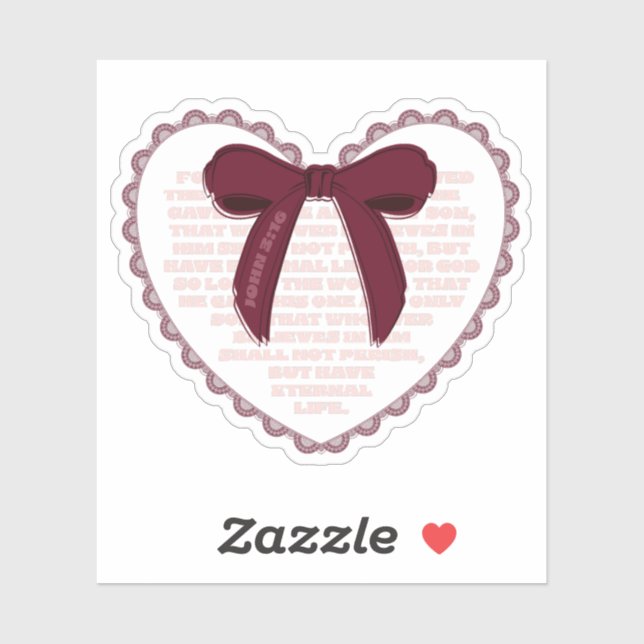 Pegatina John 3:16 - Christian Valentine (Hoja)