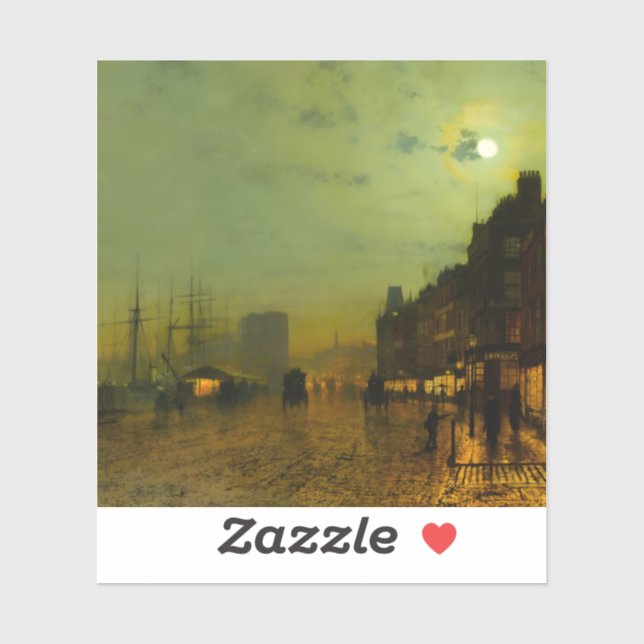 Pegatina John Atkinson Grimshaw Glasgow Docks (Hoja)