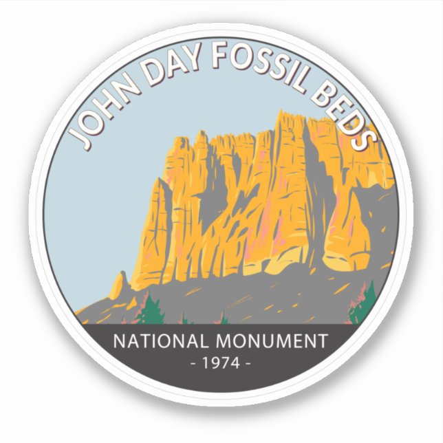 Pegatina John Day Fossil Beds National Monument Oregon (Anverso)
