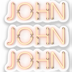 Pegatina John Name in Gslow Neon Lights Classic Round Sti