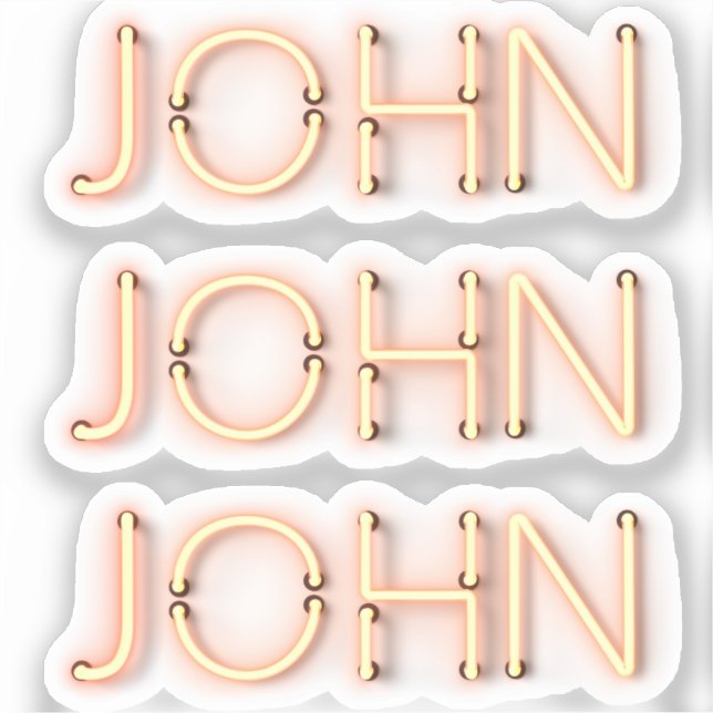 Pegatina John Name in Gslow Neon Lights Classic Round Sti (Anverso)