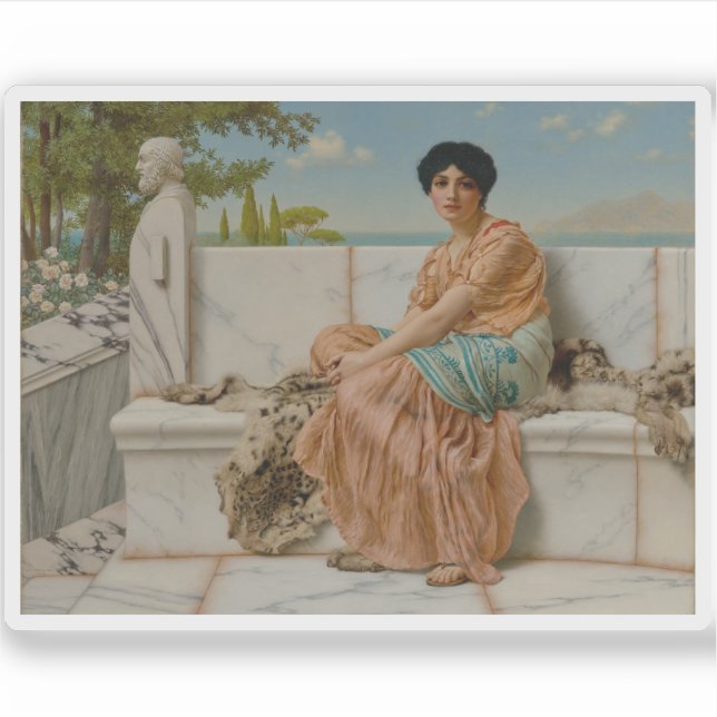 Pegatina John William Godward - Reverie (Anverso)