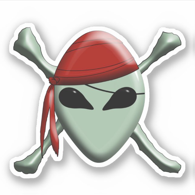 Pegatina Jolly Roger Pirata Extraterrestre (Anverso)