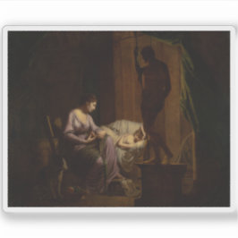 Pegatina Joseph Wright de Derby: Penélope desenredando su w