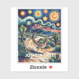 Pegatina Joshua Tree Roadrunner Colorful Desert Landscape