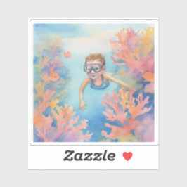 Pegatina Joven buhonero disfrutando del arrecife