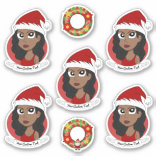 Pegatina Joven mujer afroamericana Navidad personalizado