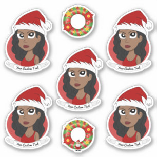 Pegatina Joven mujer afroamericana Navidad personalizado