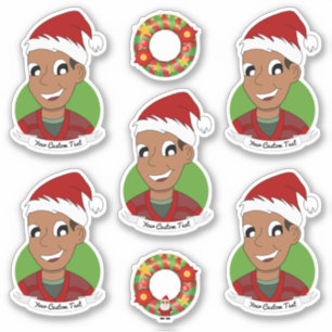 Pegatina Joven personalizado de Navidades afroamericanos fe