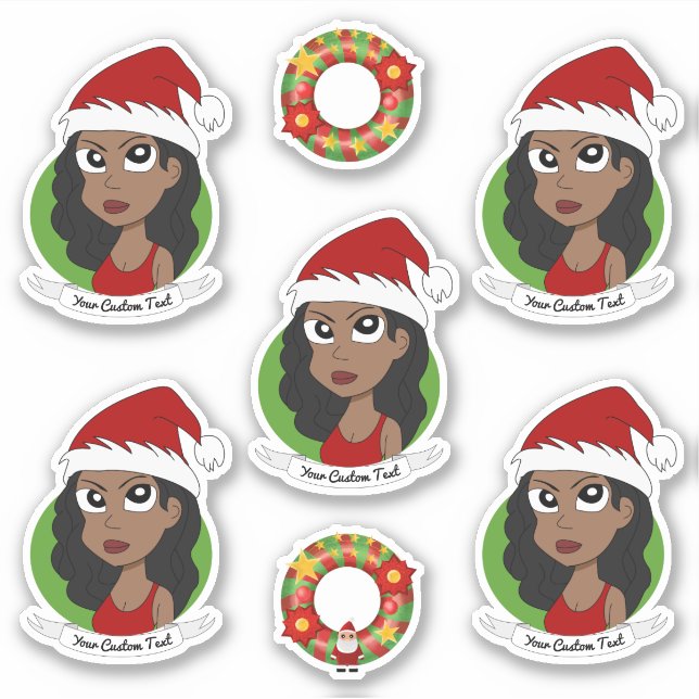 Pegatina Joven personalizado de vacaciones afroamericana (Anverso)