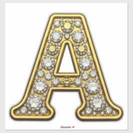 Pegatina Joyería de letra A dorada incrustada con diamantes