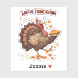 Pegatina Joyful Cartoon Turkey Thanksgiving Sticker