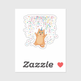 Pegatina Joyful Confetti Party Cat Colorful New Year 