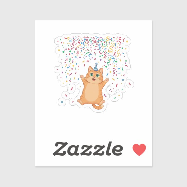 Pegatina Joyful Confetti Party Cat Colorful New Year  (Hoja)