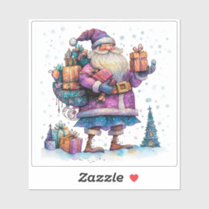 Pegatina Joyful Violet Santa celebra a Navidades