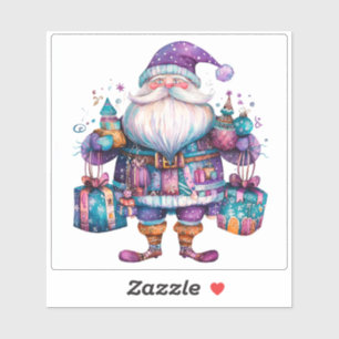 Pegatina Joyful Violet Santa celebra a Navidades