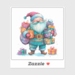 Pegatina Joyous Santa Christmas Sticker<br><div class="desc">Un alegre Santa Claus,  adornado con un vibrante traje azul,  acoge una gran variedad de regalos coloridos. Sus mejillas rosadas y su sonrisa brillante realzan el espíritu de las vacaciones,  mientras él se encuentra en un telón de fondo nevado.</div>