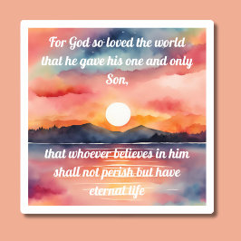 Pegatina Juan 3:16 Biblia Verse Sunset Waterproof