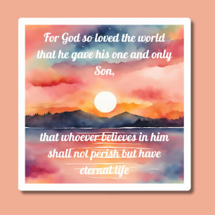 Pegatina Juan 3:16 Biblia Verse Sunset Waterproof