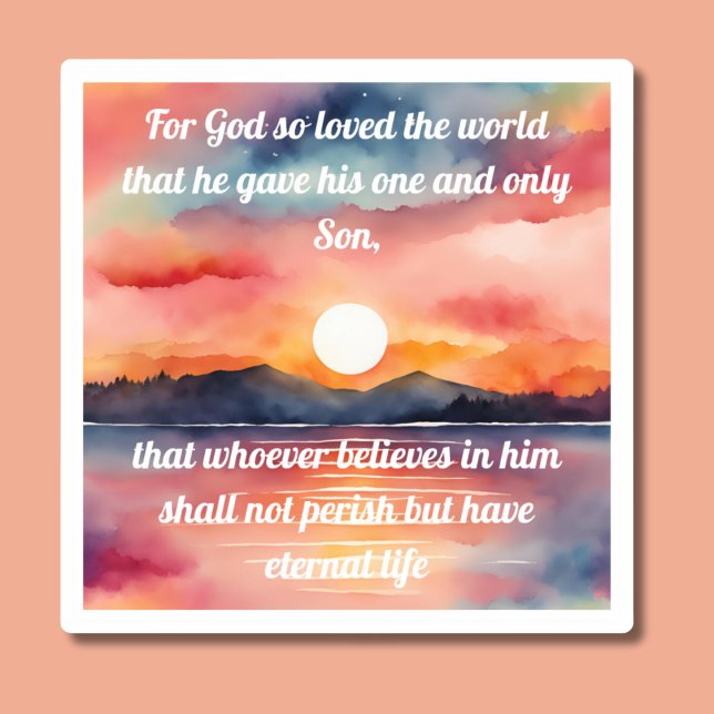 Pegatina Juan 3:16 Biblia Verse Sunset Waterproof (Subido por el creador)