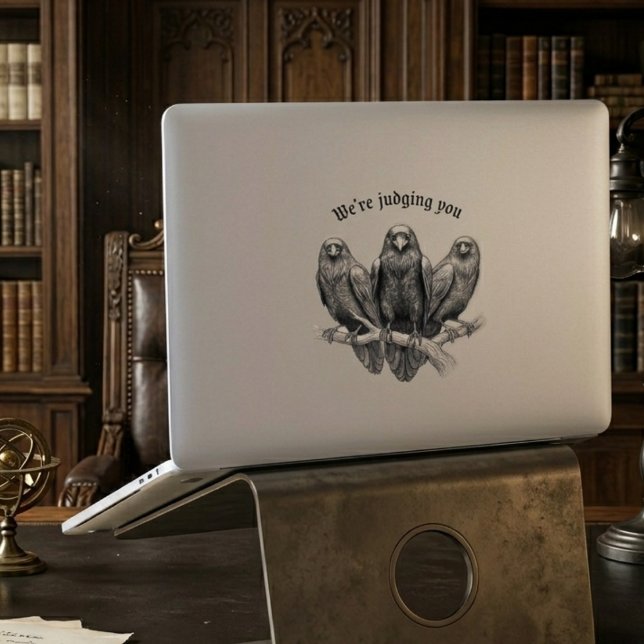 Pegatina Judging Crows Funny Sarcastic Raven Gothic (Funny sarcastic gothic raven sticker)