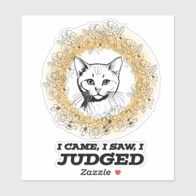 Pegatina Judgy Cat Floral Design – I Came I Saw I Judged (Hoja)
