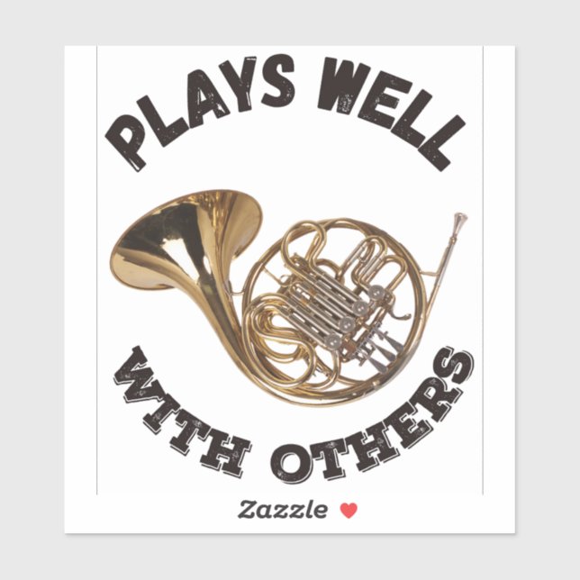 Pegatina Juega bien con los demás - Cuerno francés (Hoja)