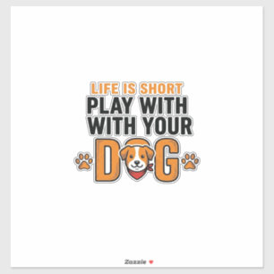Pegatina Juega Con Tu Perro Diseño De Grabado Antiguo Diver