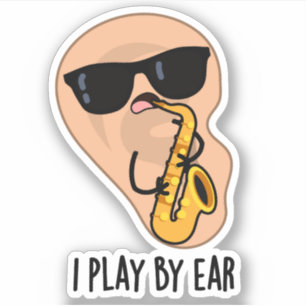 Pegatina Juego Con Ear Funny Pun Saxofón