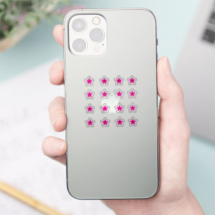 Pegatina Juego de 16 estrellas rosa caliente