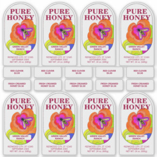 Pegatina Juego de 8 flores pop Art Comida transparente de H