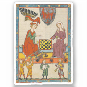Pegatina Juego de Ajedrez Códice Manesse siglo XIV