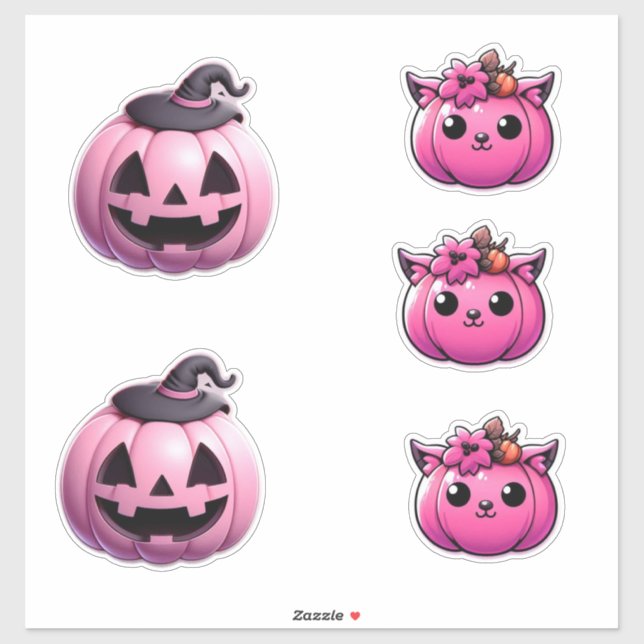 Pegatina juego de calabaza lindo para el arte de pinkaween  (Hoja)