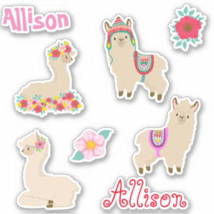 Pegatina Juego de diversiones personalizadas Kids Llama