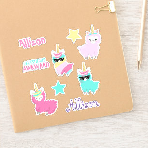 Pegatina Juego de diversiones personalizadas Kids Llama Uni