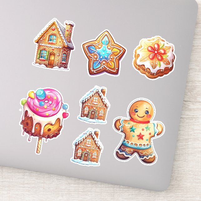 Pegatina Juego de galletas de pan de jengibre para Navidade (Detalle)