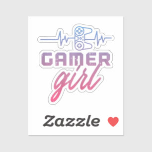 Pegatina Juego de latidos de Chica de gamer