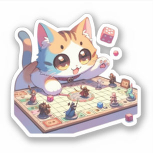 Pegatina Juego de Mesa Gato Lanzando Dados