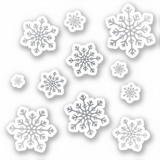 Pegatina Juego de Navidades de plata Bonito copos de nieve (Anverso)