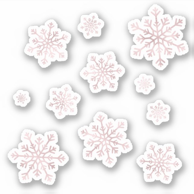 Pegatina Juego de Navidades rosados de Bonito copos de niev (Anverso)