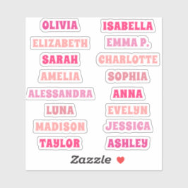 Pegatina Juego de nombres de Personalizado de Chica rosado