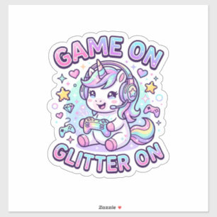 Pegatina Juego De Unicornio Con Brillo En Diseño Gráfico De