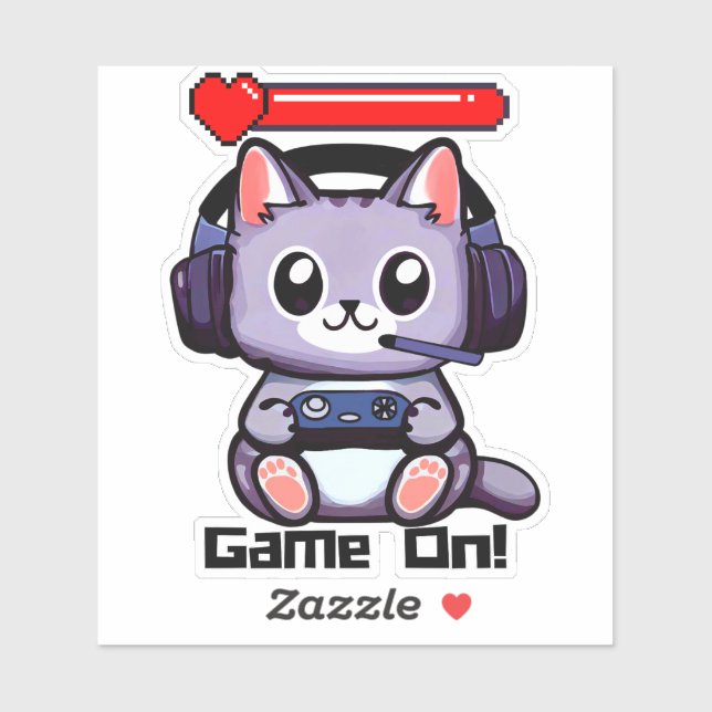 Pegatina Juego En Gato Jugador Con Barra De Estado (Hoja)