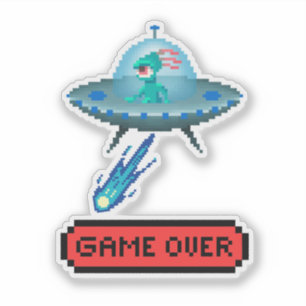 Pegatina 'Juego terminado' Alienígena Volando OVNI Spaceshi